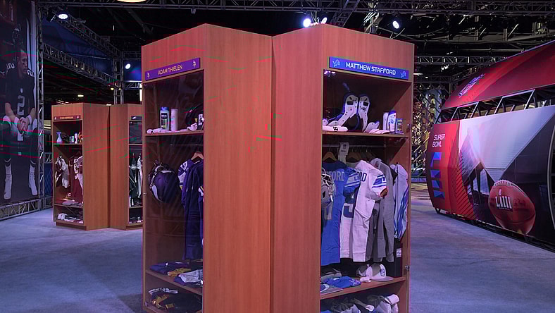 NFL lockers at Super Bowl event