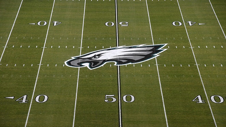 Philadelphia Eagles logo at midfield
