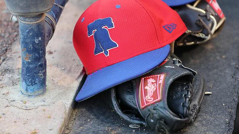Philadelphia Phillies hat in dugout