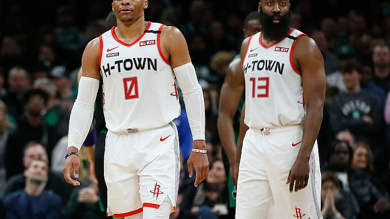 James Harden and Russell Westbrook against the Celtics