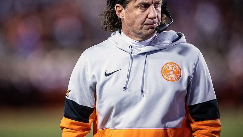 Oklahoma State Cowboys head coach Mike Gundy apologized for OAN shirt