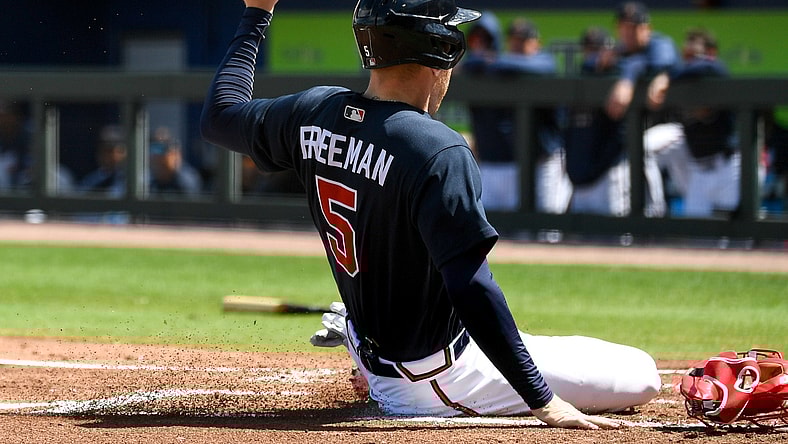 Atlanta Braves 1B Freddie Freeman slides