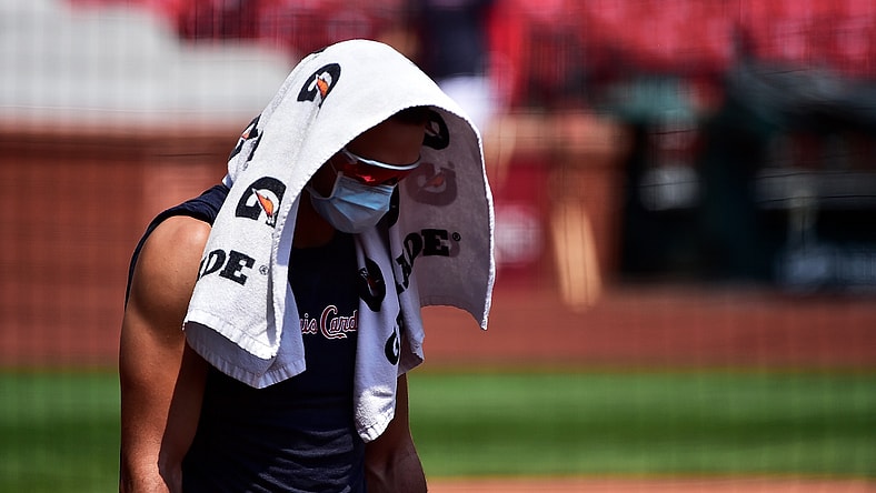 St. Louis Cardinals star Jack Flaherty during workouts at Busch Stadium.