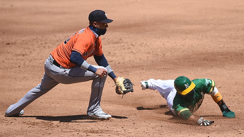 Oakland Athletics outfielder Ramon Laureano against the Houston Astros