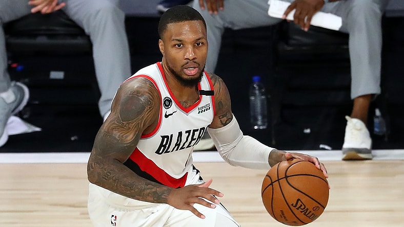 Blazers star Damian Lillard against the Clippers in Orlando
