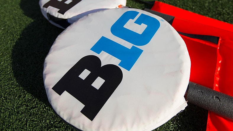Big Ten conference logo on college football field