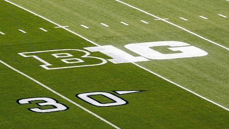 Big Ten conference logo on college football field