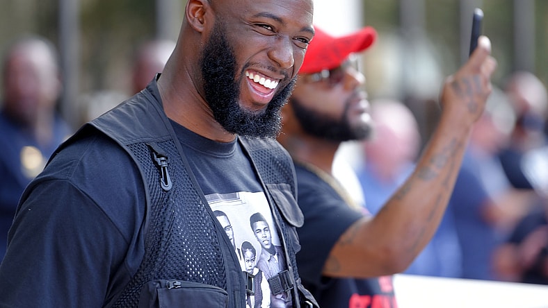 NFL running back Leonard Fournette at George Floyd protest