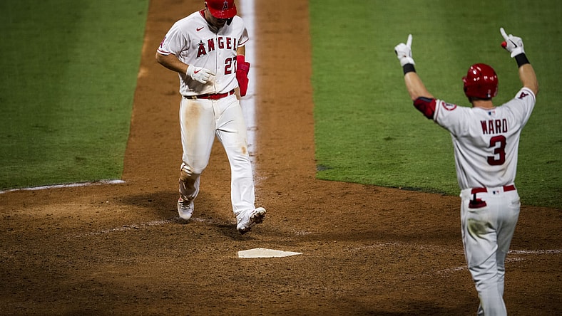 Angels' Mike Trout during MLB game against the Astros