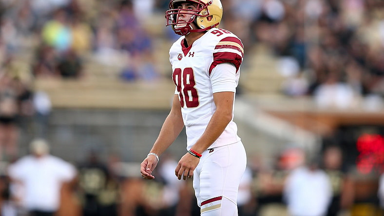 Boston College kicker John Tessitore, the son of ESPN broadcaster Joe Tessitore