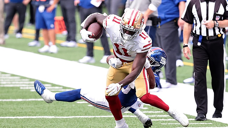49ers wide receiver Brandon Aiyuk aganist the Giants