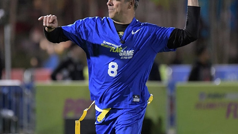 Jan 25, 2019; Kissimmee, FL, USA; Mark Brunell throws a pass during the Play Football Celebrity Flag Game at ESPN Wide World of Sports Complex. Mandatory Credit: Kirby Lee-USA TODAY Sports