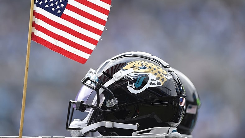 Oct 6, 2019; Charlotte, NC, USA; Jacksonville Jaguars helmet in the third quarter at Bank of America Stadium. Mandatory Credit: Bob Donnan-USA TODAY Sports