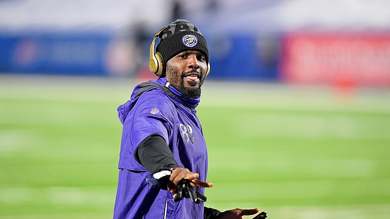 Jan 16, 2021; Orchard Park, New York, USA; Baltimore Ravens wide receiver Dez Bryant (88) during warmups before an AFC Divisional Round playoff game against the Buffalo Bills at Bills Stadium. Mandatory Credit: Rich Barnes-USA TODAY Sports