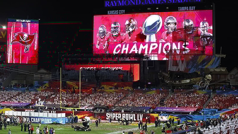 Feb 7, 2020; Tampa, FL, USA; An overall view of Raymond James Stadium after Super Bowl LV.  Mandatory Credit: Kim Klement-USA TODAY Sports