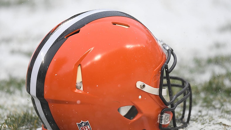 Dec 24, 2017; Chicago, IL, USA; A general view of a Cleveland Browns helmet prior to a game against the Chicago Bears at Soldier Field. The Bears won 20-3. Mandatory Credit: Patrick Gorski-USA TODAY Sports