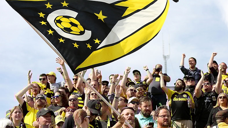 Oct 10, 2019; Columbus, OH, USA; Crew fans take part in the ground breaking ceremonies on the site of the new Columbus Crew SC Stadium. Mandatory Credit: Joe Maiorana-USA TODAY Sports
