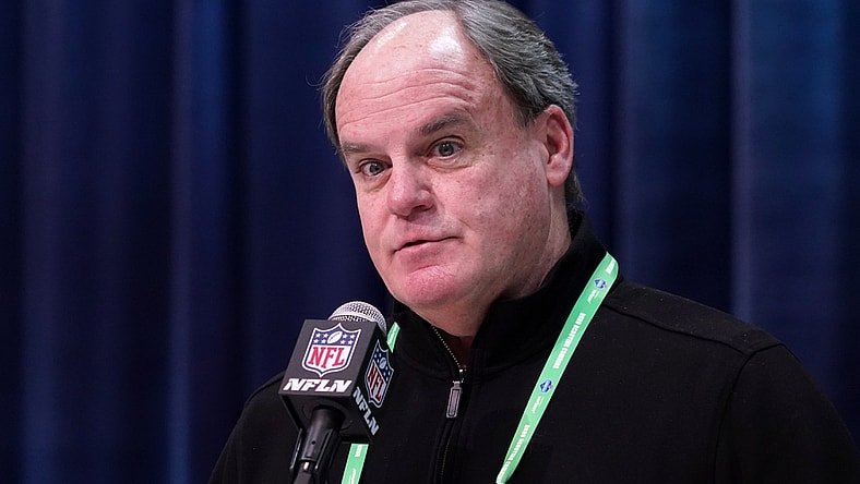 Feb 25, 2020; Indianapolis, Indiana, USA; Pittsburgh Steelers general manager Kevin Colbert speaks during the NFL Scouting Combine at the Indiana Convention Center. Mandatory Credit: Kirby Lee-USA TODAY Sports