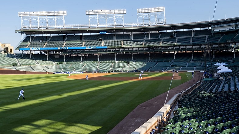 Jul 5, 2020; Chicago, Illinois, United States; A general view is seen during a sim game at Wrigley Field. Mandatory Credit: Patrick Gorski-USA TODAY Sports