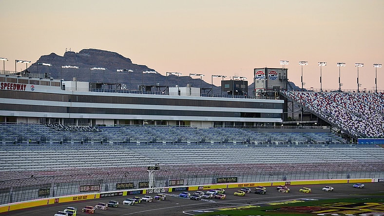 Sep 27, 2020; Las Vegas, Nevada, USA; General view during the South Point 400 at Las Vegas Motor Speedway. Mandatory Credit: Gary A. Vasquez-USA TODAY Sports