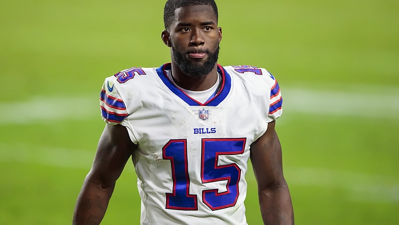 Nov 15, 2020; Glendale, Arizona, USA; Buffalo Bills wide receiver John Brown (15) against the Arizona Cardinals at State Farm Stadium. Mandatory Credit: Mark J. Rebilas-USA TODAY Sports