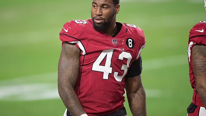 Dec 26, 2020; Glendale, Arizona, USA; Arizona Cardinals outside linebacker Haason Reddick (43) following the game against the San Francisco 49ers at State Farm Stadium. Mandatory Credit: Billy Hardiman-USA TODAY Sports