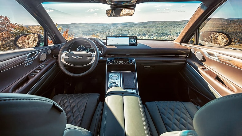 Oct 30, 2020; Hudson Valley, NY, USA; Handout photo from automaker Genesis showing the 2021 GV80. Genesis confirms that Tiger Woods was driving the Genesis GV80 SUV when he crashed in the L.A. area: "Genesis was saddened to learn that Tiger Woods had been in an accident in a GV80. Our thoughts and prayers are with Tiger and his family at this time." Mandatory Credit: Handout/Genesis via USA TODAY Network