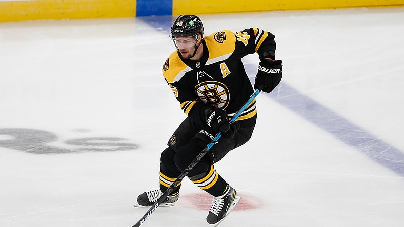 Mar 3, 2021; Boston, Massachusetts, USA; Boston Bruins center David Krejci (46) during the second period against the Washington Capitals at TD Garden. Mandatory Credit: Winslow Townson-USA TODAY Sports