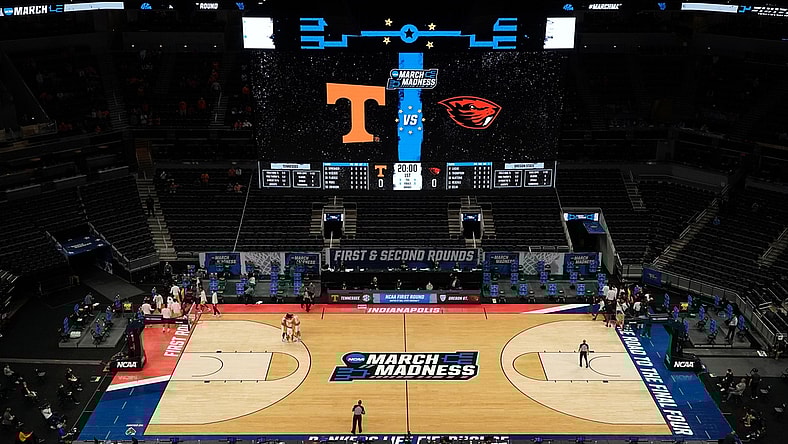 Mar 19, 2021; Indianapolis, Indiana, USA; A general view if Bankers Life Fieldhouse before the game between the Oregon State Beavers and the Tennessee Volunteers in the first round of the 2021 NCAA Tournament. Mandatory Credit: Kirby Lee-USA TODAY Sports