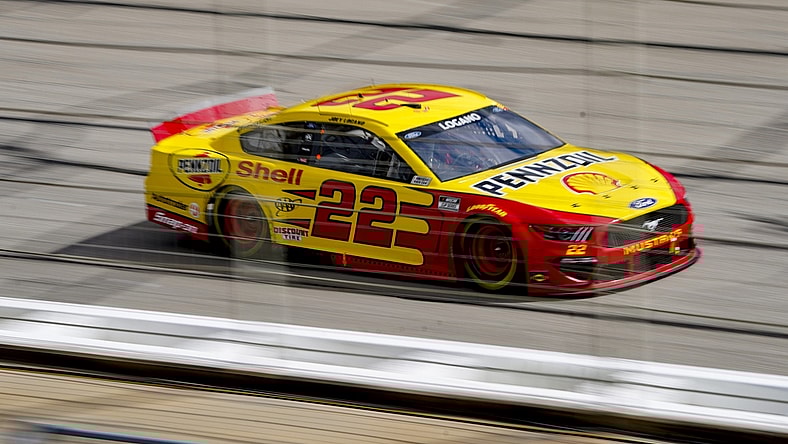 Mar 21, 2021; Hampton, Georgia, USA; NASCAR Cup Series driver Joey Logano (22) at Atlanta Motor Speedway. Mandatory Credit: Marvin Gentry-USA TODAY Sports