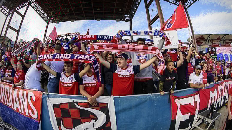 Feb 29, 2020; Frisco, Texas, USA; A view of the FC Dallas fans and their flags and their scarves before the game between FC Dallas and the Philadelphia Union at Toyota Stadium. Mandatory Credit: Jerome Miron-USA TODAY Sports