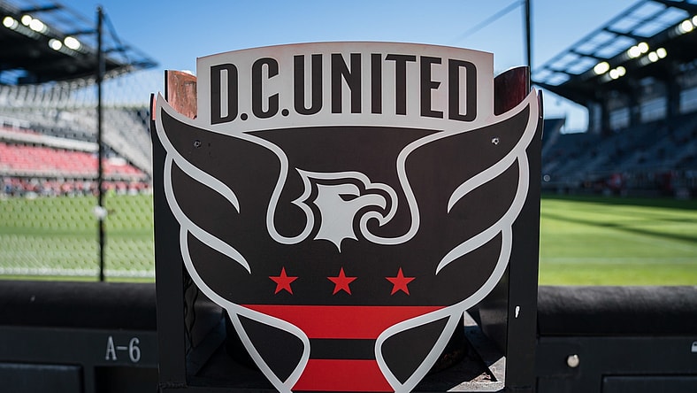 Mar 7, 2020; Washington, DC, USA; A general view of a D.C. United logo on the sideline before the game between D.C. United and Inter Miami at Audi Field. Mandatory Credit: Scott Taetsch-USA TODAY Sports