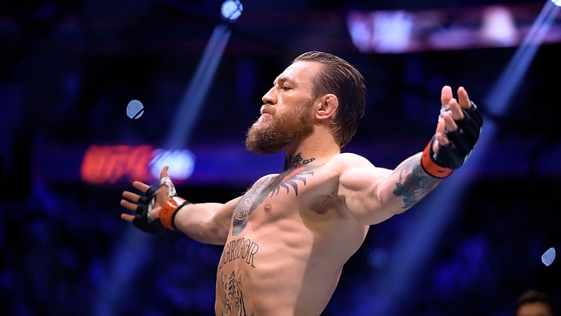 January 18, 2020; Las Vegas, Nevada, USA; Conor McGregor reacts during UFC 246 at T-Mobile Arena. Mandatory Credit: Mark J. Rebilas-USA TODAY Sports