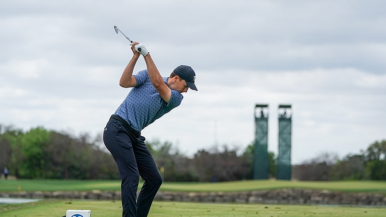 Apr 4, 2021; San Antonio, Texas, USA; Jordan Spieth hits on hole 3 during the final round of the Valero Texas Open golf tournament. Mandatory Credit: Daniel Dunn-USA TODAY Sports