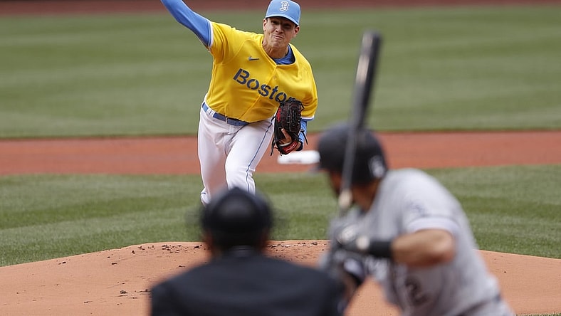 Apr 17, 2021; Boston, Massachusetts, USA; Boston Red Sox starting pitcher Nick Pivetta (37) delivers during the first inning against the Chicago White Sox at Fenway Park. Mandatory Credit: Winslow Townson-USA TODAY Sports