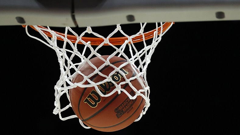 Mar 21, 2019; Columbus, OH, USA; General view of March Madness basketballs during practice before the first round of the 2019 NCAA Tournament at Nationwide Arena. Mandatory Credit: Rick Osentoski-USA TODAY Sports