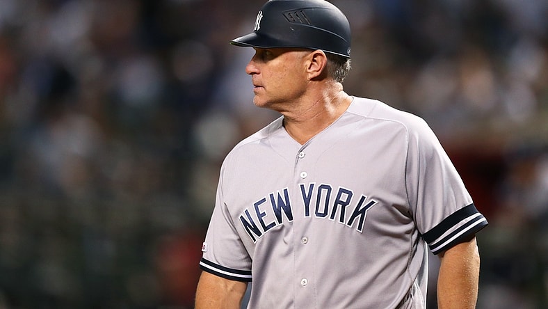 Apr 30, 2019; Phoenix, AZ, USA; New York Yankees third base coach Phil Nevin against the Arizona Diamondbacks at Chase Field. Mandatory Credit: Mark J. Rebilas-USA TODAY Sports