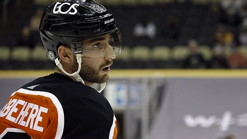 Apr 15, 2021; Pittsburgh, Pennsylvania, USA;  Philadelphia Flyers defenseman Shayne Gostisbehere (53) looks on against the Pittsburgh Penguins during the second period at PPG Paints Arena. Philadelphia won 2-1 in a shootout.  Mandatory Credit: Charles LeClaire-USA TODAY Sports