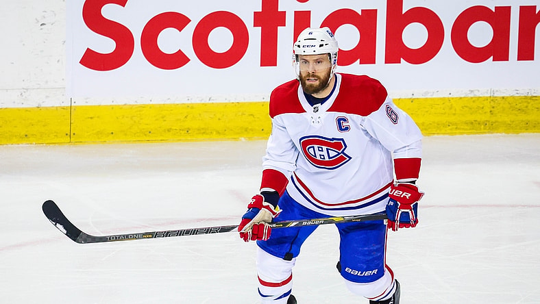 Apr 23, 2021; Calgary, Alberta, CAN; Montreal Canadiens defenseman Shea Weber (6) skates against the Calgary Flames during the second period at Scotiabank Saddledome. Mandatory Credit: Sergei Belski-USA TODAY Sports