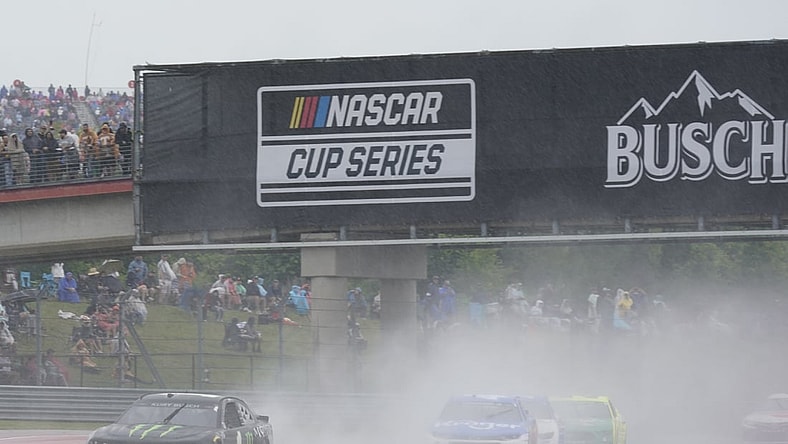 May 23, 2021; Austin, Texas, USA; Kurt Busch (1) drives with poor visibility around turn three in the EchoPark Texas Grand Prix at Circuit of the Americas. Mandatory Credit: Scott Wachter-USA TODAY Sports