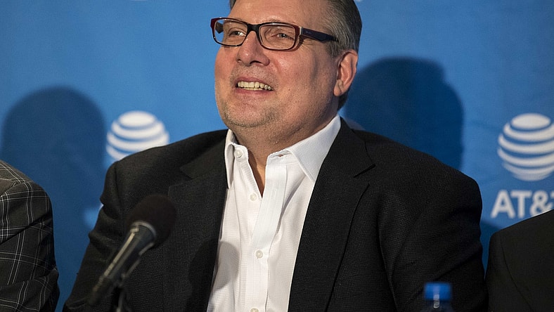 Jun 22, 2018; Dallas, TX, USA; Dallas Mavericks general manager Donnie Nelson answers questions during a press conference at the American Airlines Center. Mandatory Credit: Jerome Miron-USA TODAY Sports