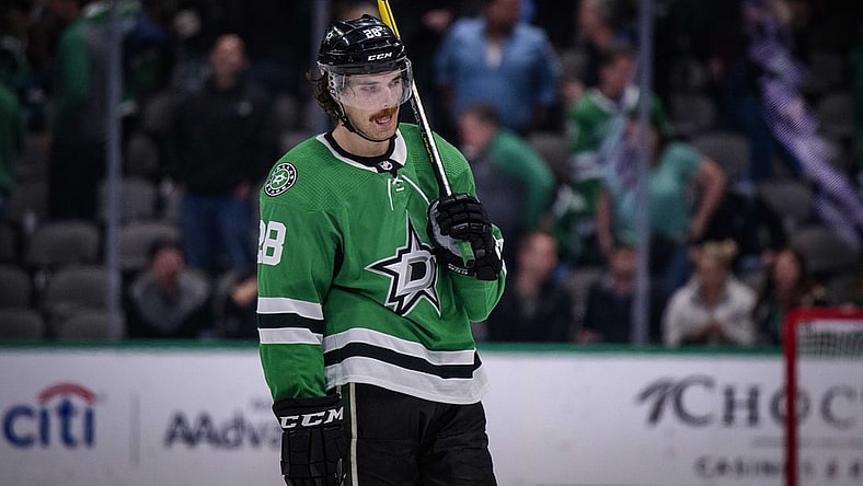 Mar 3, 2020; Dallas, Texas, USA; Dallas Stars defenseman Stephen Johns (28) skates off the ice after the loss to the Edmonton Oilers at the American Airlines Center. Mandatory Credit: Jerome Miron-USA TODAY Sports