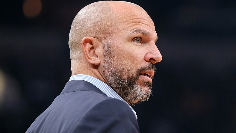 Feb 29, 2020; Memphis, Tennessee, USA; Los Angeles Lakers assistant coach Jason Kidd during the game against the Memphis Grizzlies at FedExForum. Memphis won 105-88. Mandatory Credit: Nelson Chenault-USA TODAY Sports