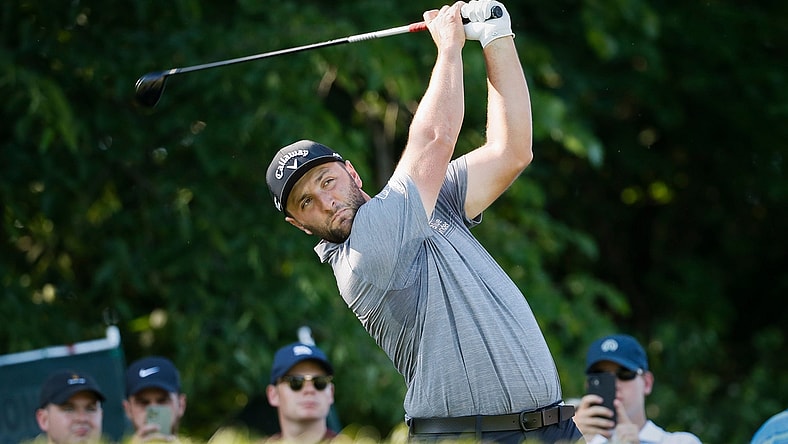 Jon Rahm tees off on the 3rd hole during the second round of the Memorial Tournament at Muirfield Village Golf Club in Dublin, Ohio on Friday, June 4, 2021.

The Memorial Tournament Pga Golf