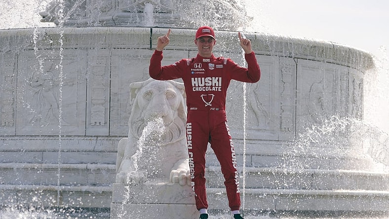 Marcus Ericsson driving the Huski Chocolate Chip Ganassi Racing celebrates winning the NTT INDYCar Series Race 1 of the Chevrolet Detroit Grand Prix Saturday, June 12, 2021, on Belle Isle in Detroit .

Grand Prix