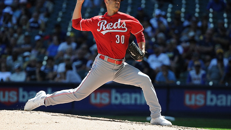 Jun 16, 2021; Milwaukee, Wisconsin, USA; Cincinnati Reds starting pitcher Tyler Mahle (30) delivers a pitch against the Milwaukee Brewers in the fourth inning at American Family Field. Mandatory Credit: Michael McLoone-USA TODAY Sports