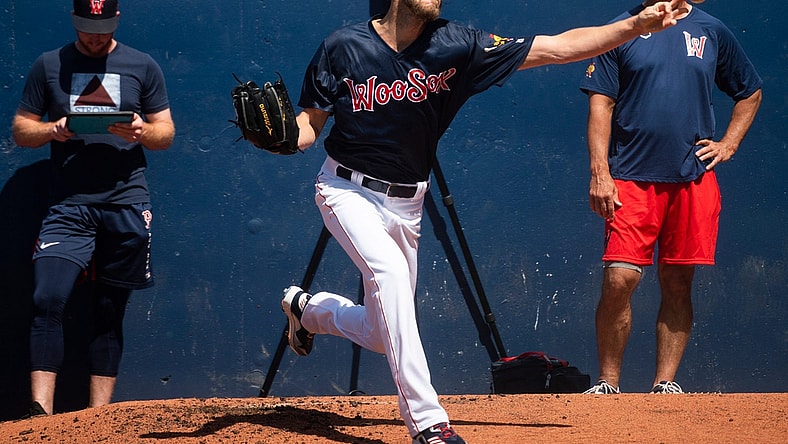 WORCESTER - Red Sox pitcher Chris Sale throws a bullpen session at Polar Park on Friday, June 18, 2021.

Spt Salebullpen 4