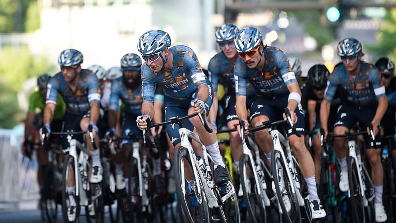 Cyclists race up a hill during the men's 2021 USA Cycling Pro Criterium National Championships in downtown Knoxville Friday, June 18, 2021.

Usacycling0618 1126