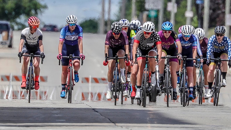 Racers from the Category 2/3 race ride in a pack during the Tour of America's Dairyland, Monday, June 21, 2021, in Manitowoc, Wis.

Man 062121 Tour Of Americas Dairyland Gck 006