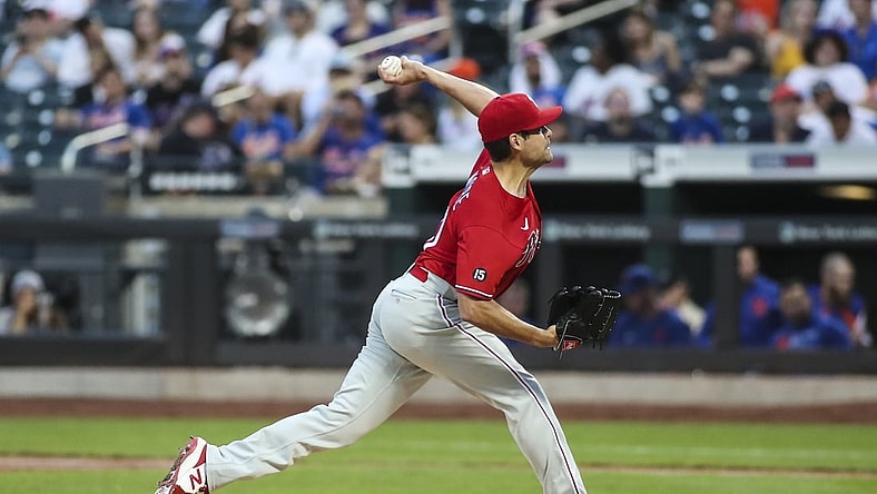 Jun 25, 2021; New York City, New York, USA;  Philadelphia Phillies pitcher Matt Moore (31) pitches in the first inning against the New York Mets at Citi Field. Mandatory Credit: Wendell Cruz-USA TODAY Sports